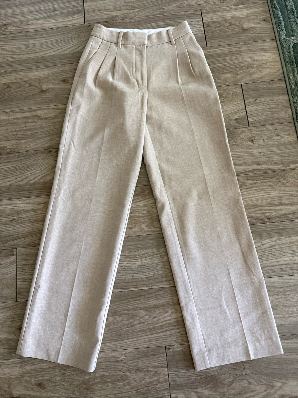 Aritzia Wide-Leg High-Rise Pants in Light Cream